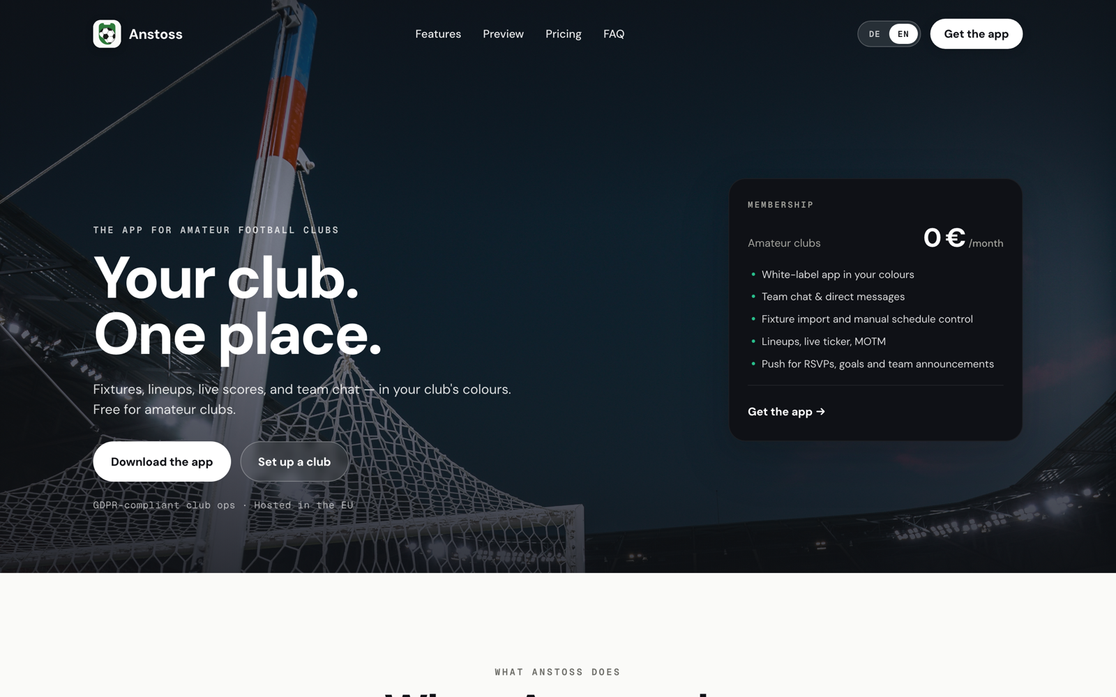 Anstoss, the app for amateur football clubs